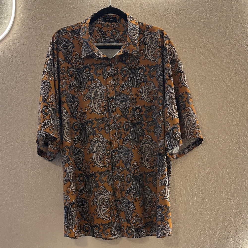 Paisley Patterned Brown Men's Shirt